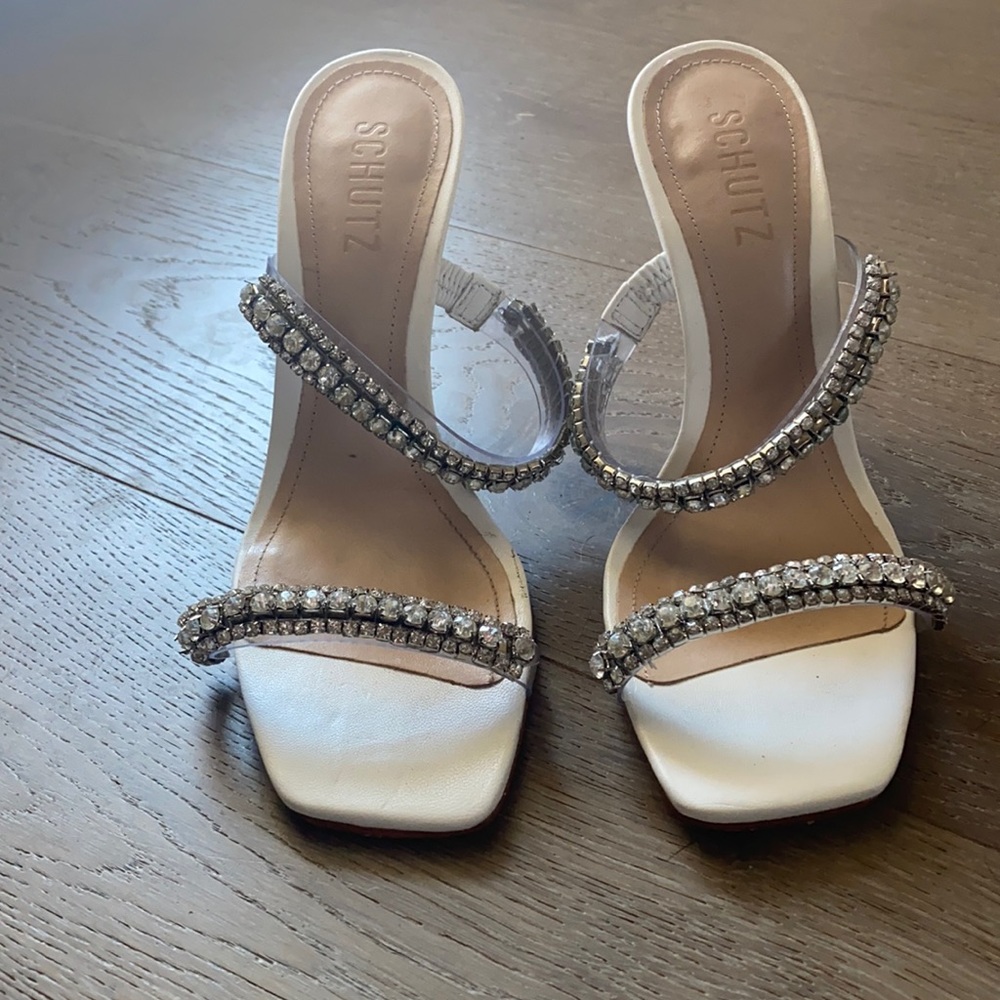 Schutz white and stone shoes (bridal!!??)